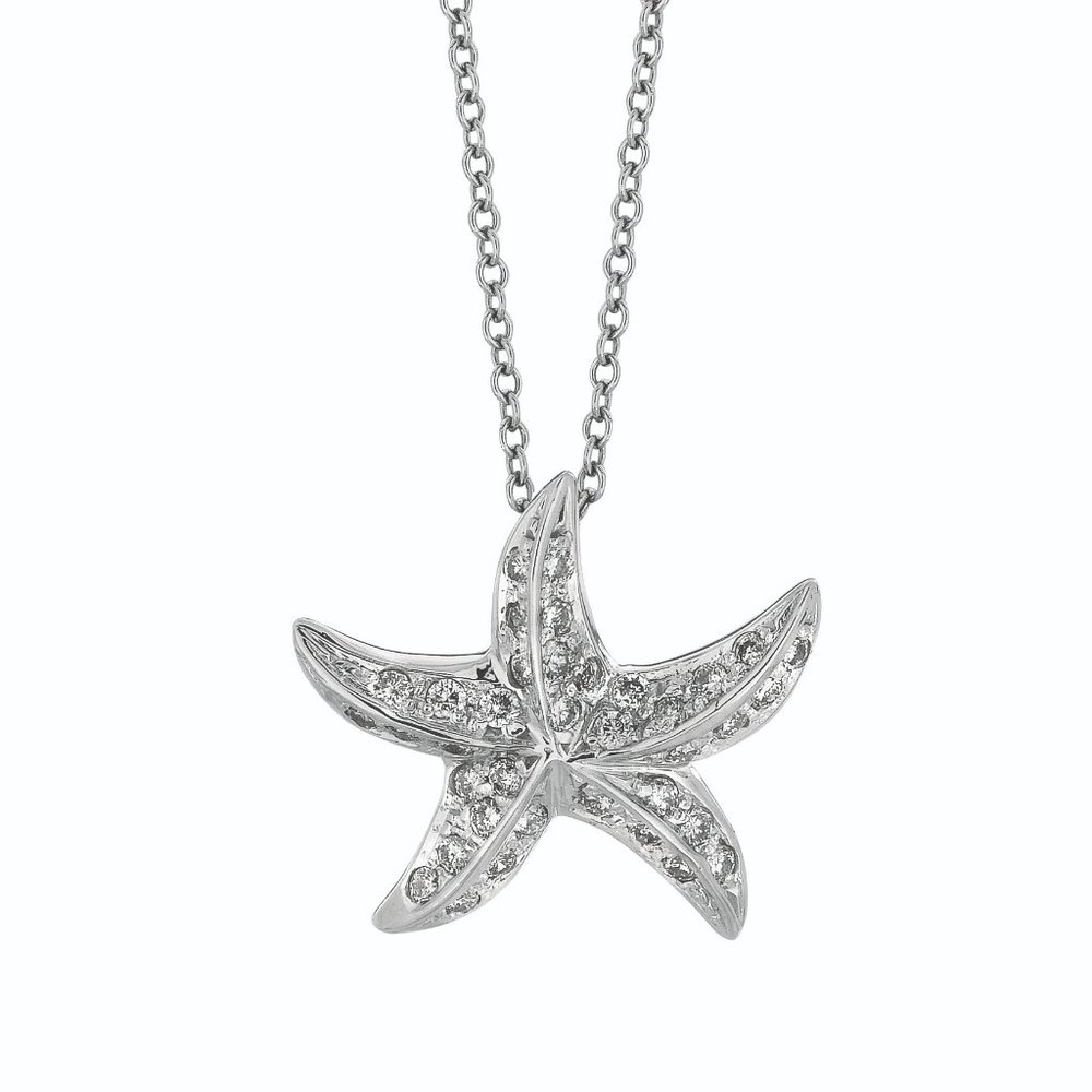 0.50 Carat Natural Diamond Starfish Necklace 14K